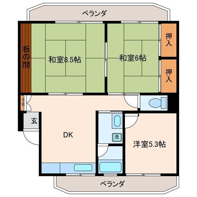 メゾンシャルマンB棟の物件間取画像