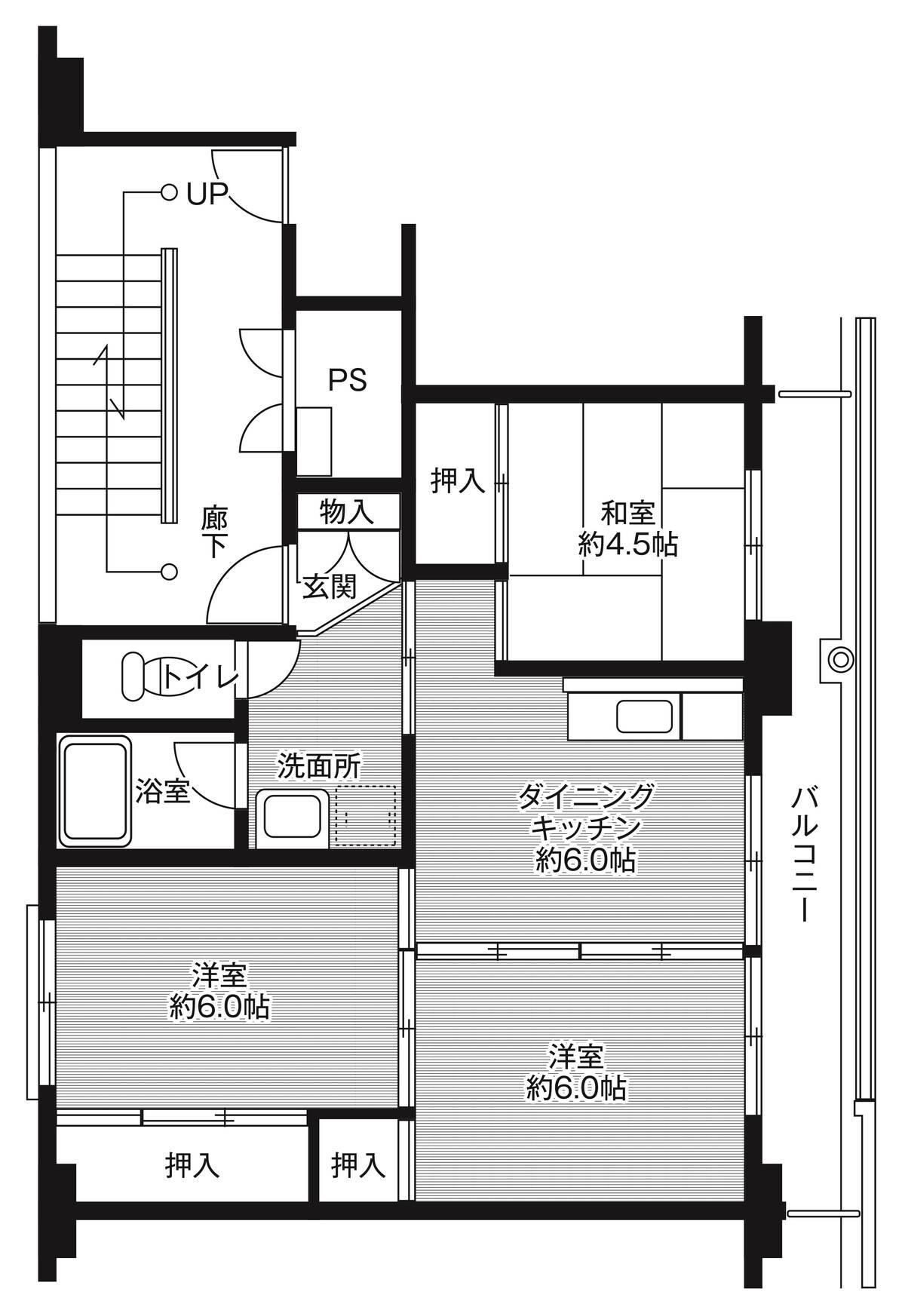 ビレッジハウス植田1号棟の物件間取画像