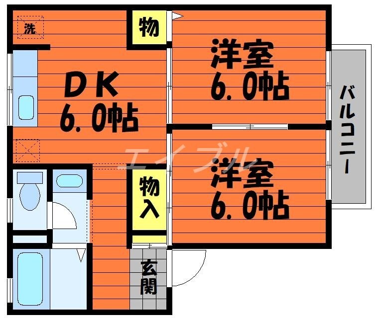 セジュール野山　Ｂ棟の物件間取画像