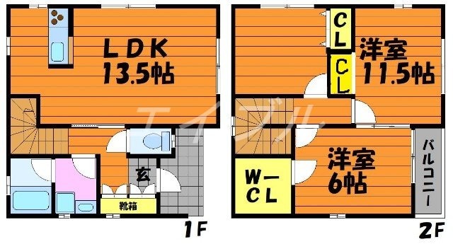 西阿知町S住宅　D棟の物件間取画像