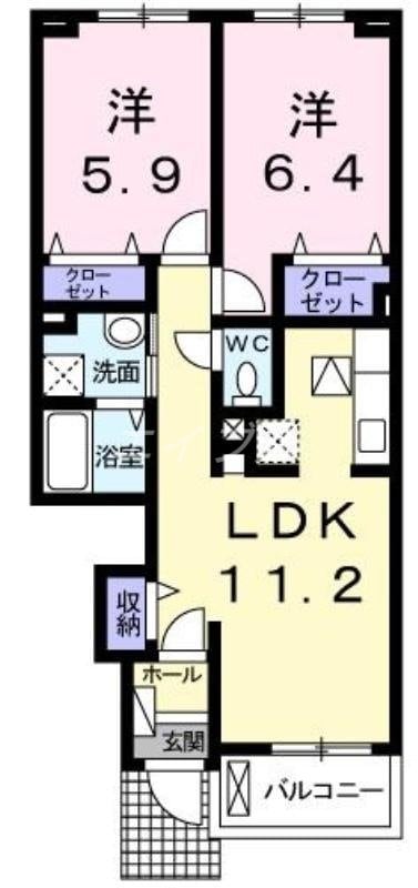 アルページュ植松Ｂの物件間取画像