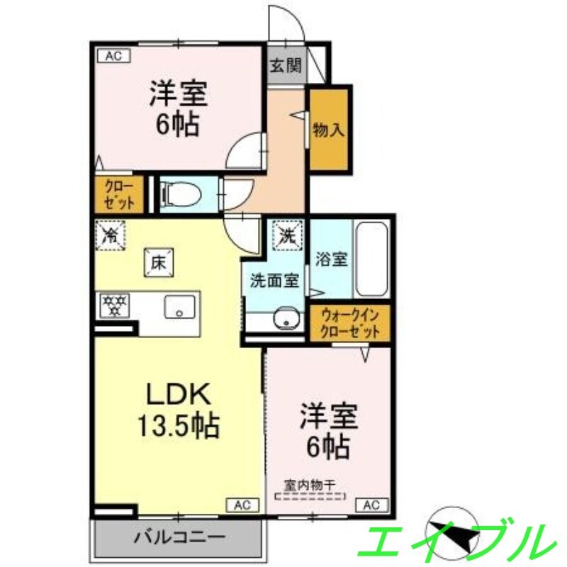 HONEY BEAR Ａ棟の物件間取画像