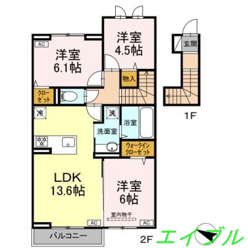 HONEY BEAR Ａ棟の物件間取画像