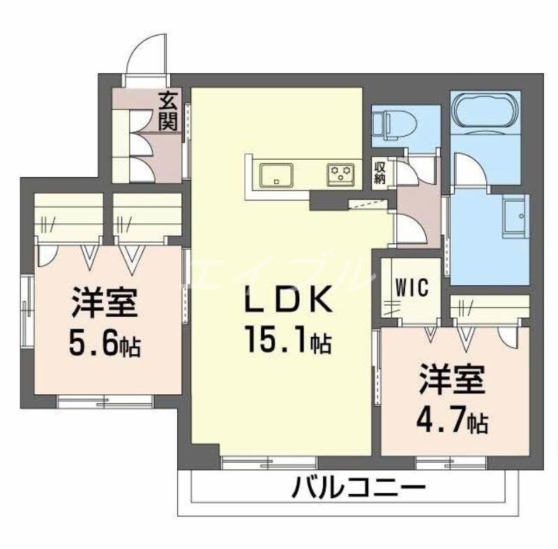 グリナージュ片島A棟の物件間取画像