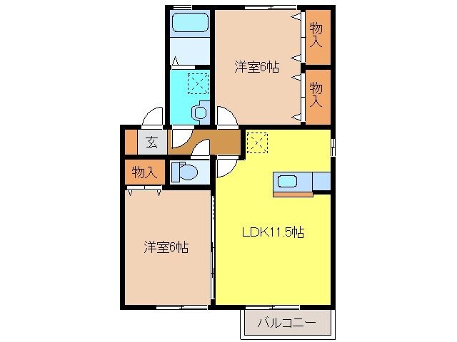 ヴェル・フォンセみやきC棟の物件間取画像