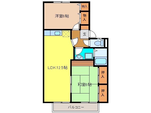 セジュール若葉Ａ棟の物件間取画像
