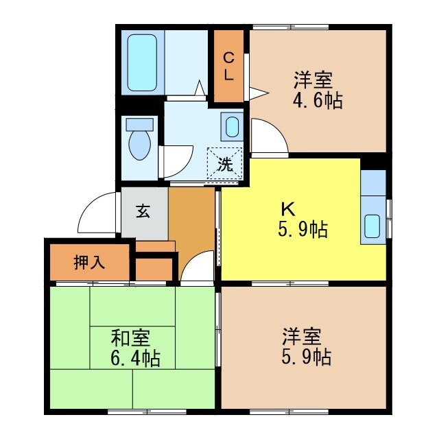 ラフォーンヴィラC棟の物件間取画像