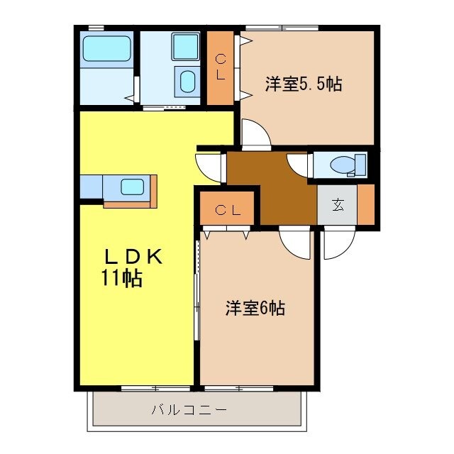 ウェルヴィラＢの物件間取画像