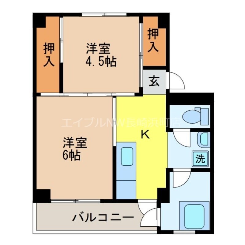 ビレッジハウス時津2号棟の物件間取画像