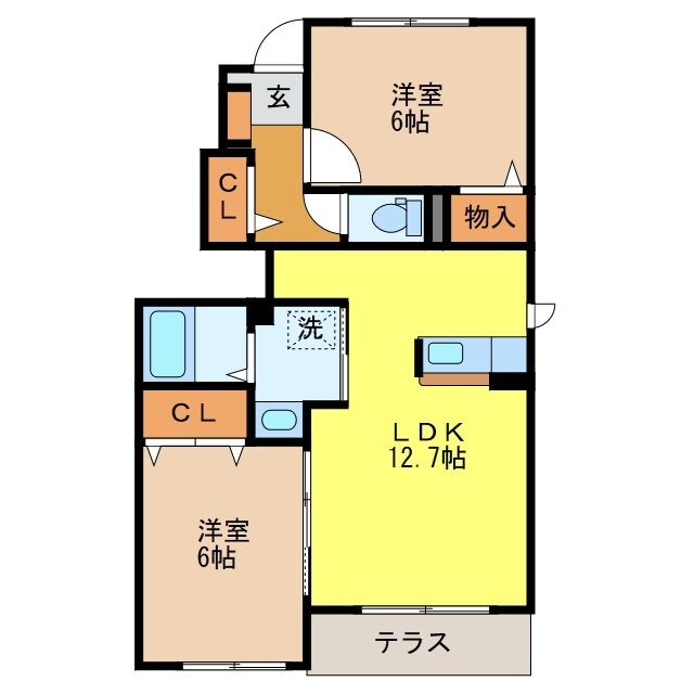 リヴァー　サイド　フラット　Ⅱの物件間取画像