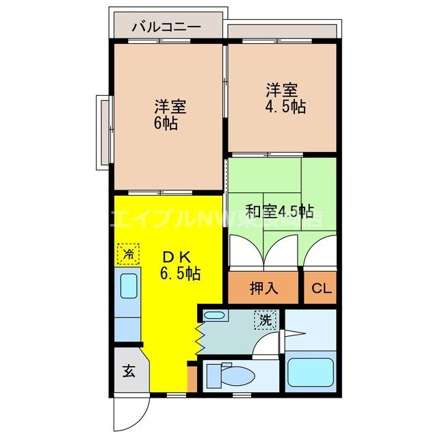 クレインハウスB棟の物件間取画像