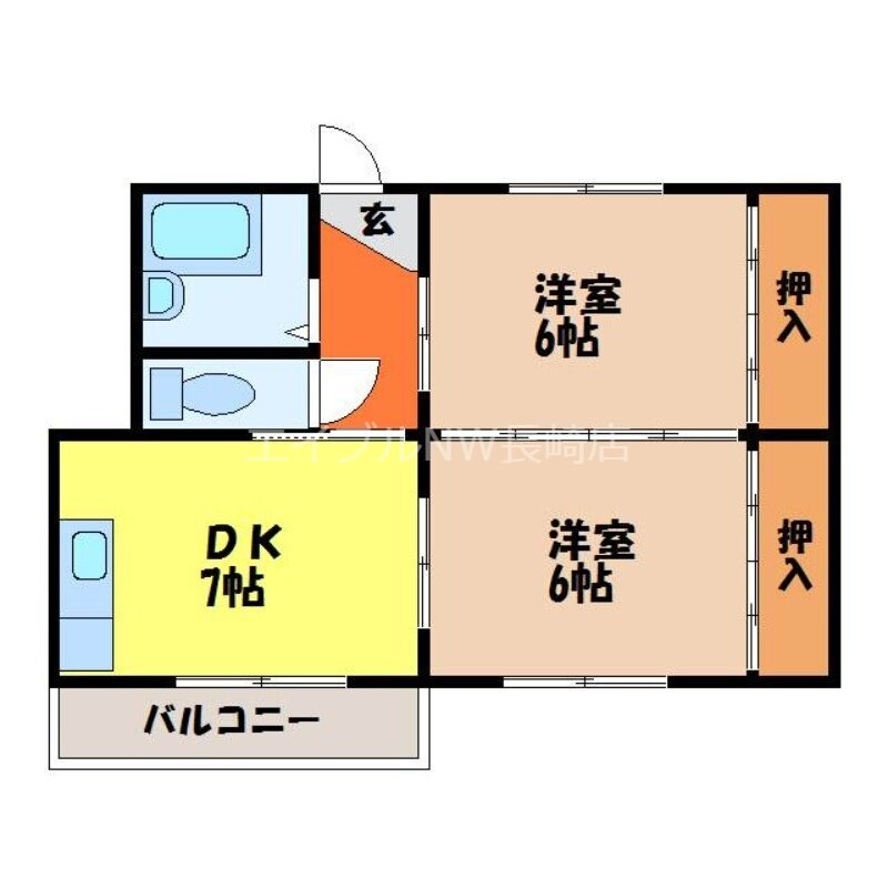 大園堀川アパートA棟の物件間取画像