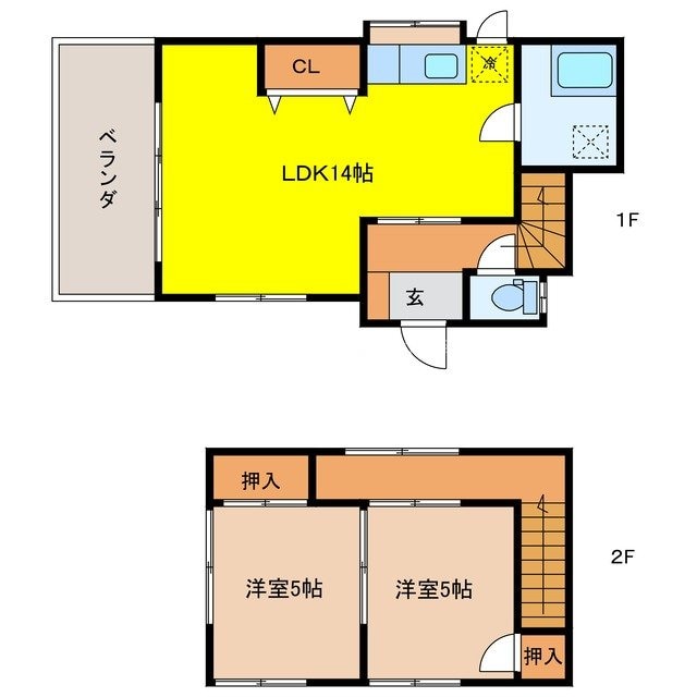 西北貸家2の物件間取画像