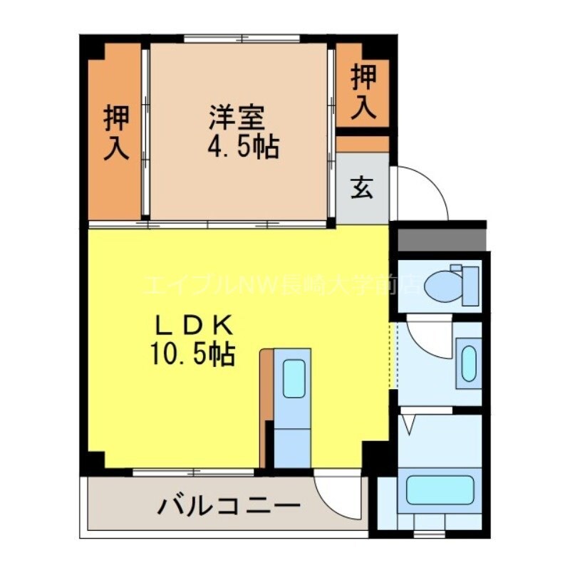 ビレッジハウス時津2号棟の物件間取画像