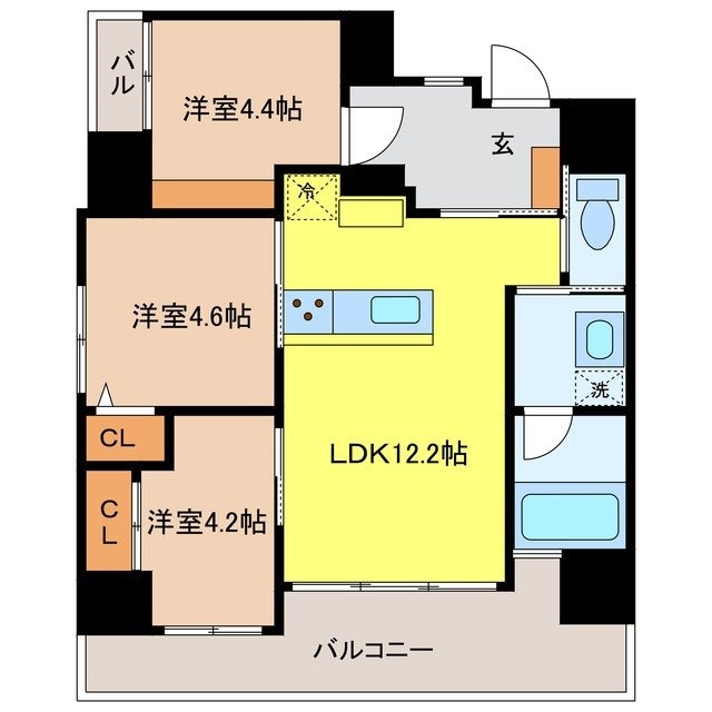 桜町駅 徒歩4分 5階の物件間取画像