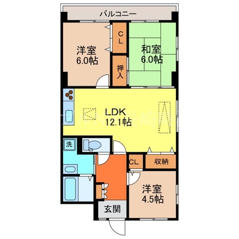 脇崎マンションⅡの物件間取画像