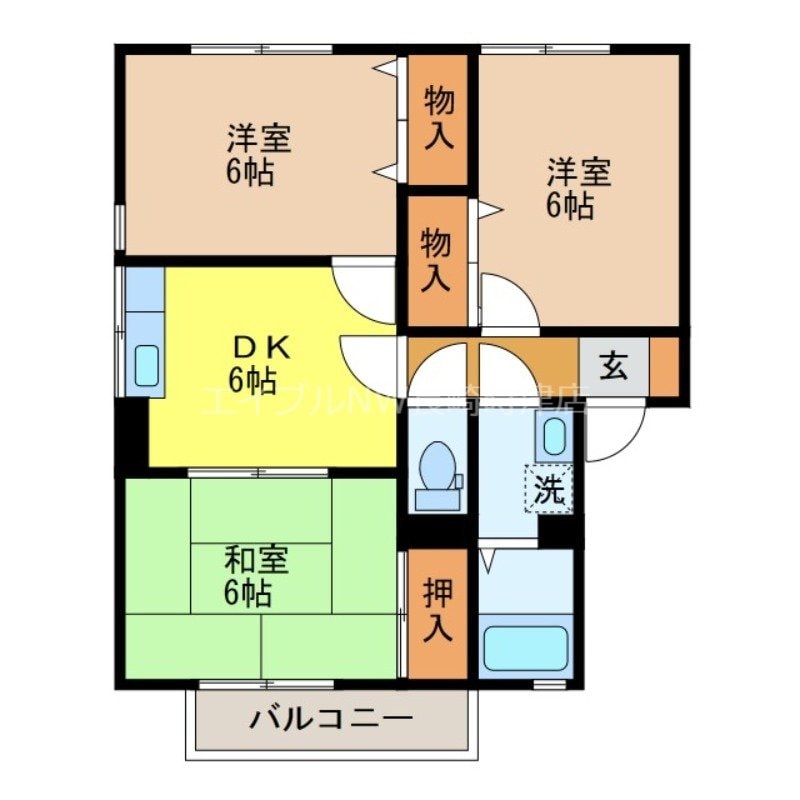 セジュール夢彩都B棟の物件間取画像