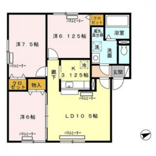 リビングタウン山の手Dの物件間取画像