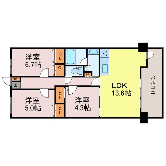 サンヒルズ福沢町の物件間取画像