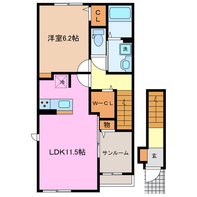 在良駅 徒歩7分 2階の物件間取画像