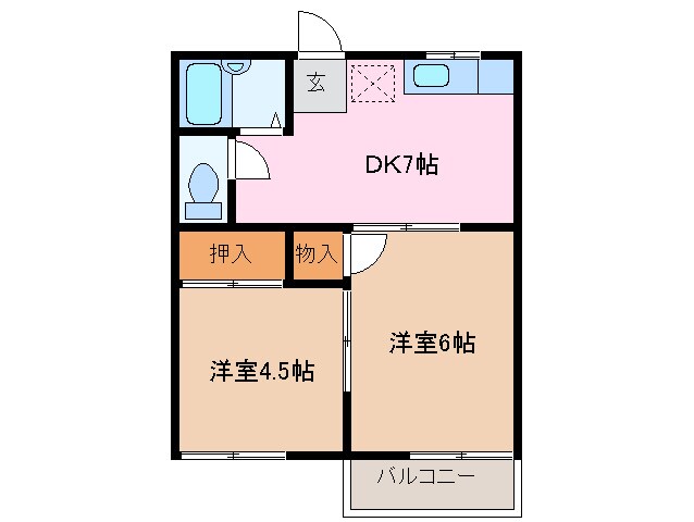 伊勢朝日駅 徒歩5分 1階の物件間取画像