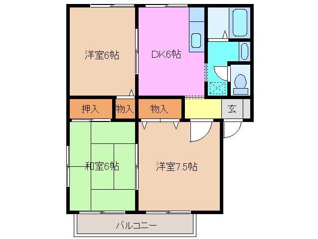 セジュールＭＯＮＰＡ　Ａの物件間取画像