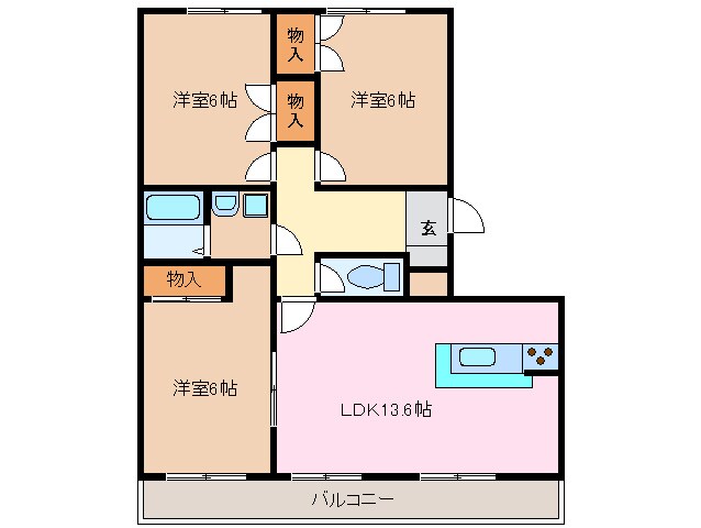 伊勢松本駅 徒歩14分 3階の物件間取画像