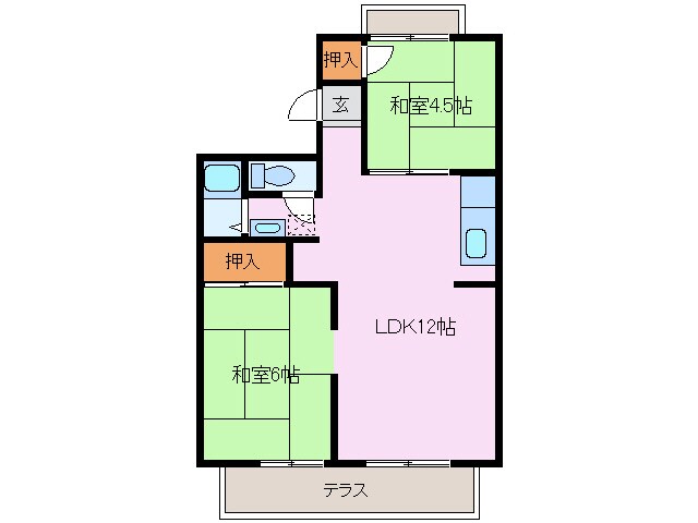 北楠駅 徒歩9分 1階の物件間取画像