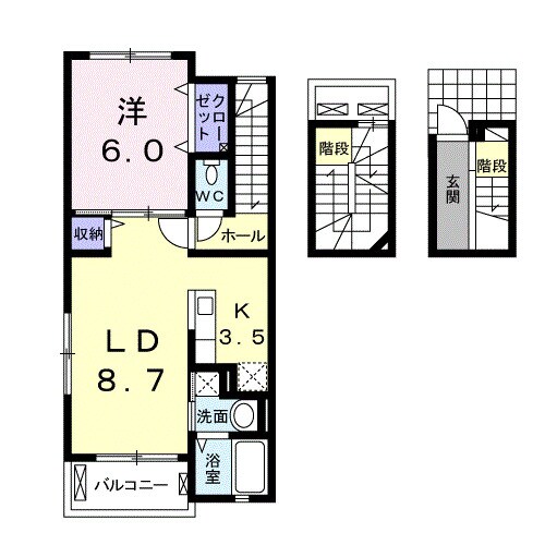 南四日市駅 徒歩7分 3階の物件間取画像