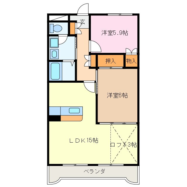 新畑マンションの物件間取画像