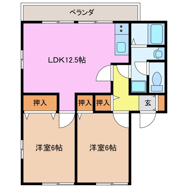 レトア新西方A-3の物件間取画像