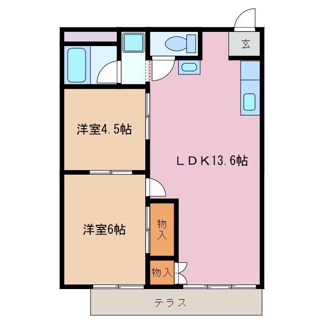 南日永駅 徒歩14分 2階の物件間取画像