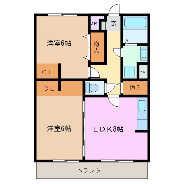 中川原駅 徒歩9分 3階の物件間取画像