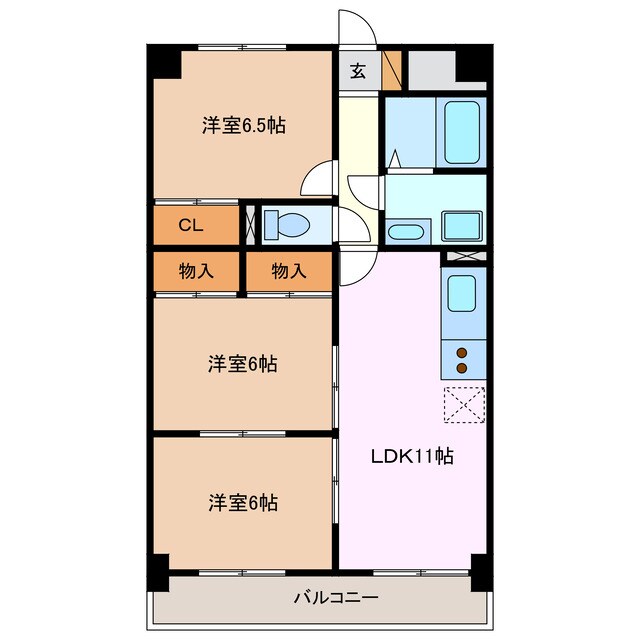 赤堀駅 徒歩7分 4階の物件間取画像