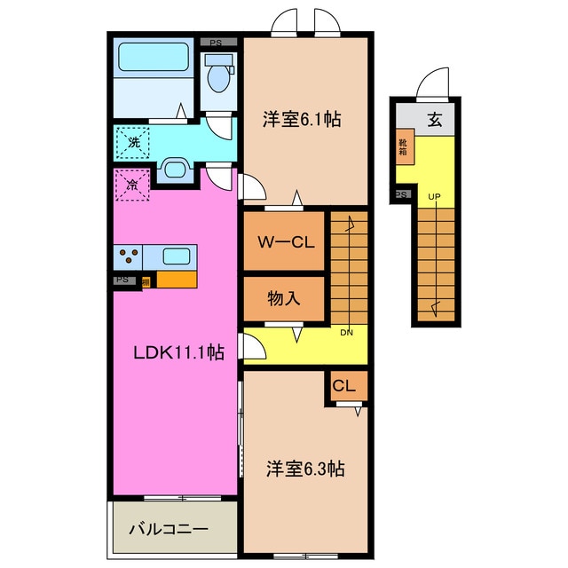 南四日市駅 徒歩9分 2階の物件間取画像