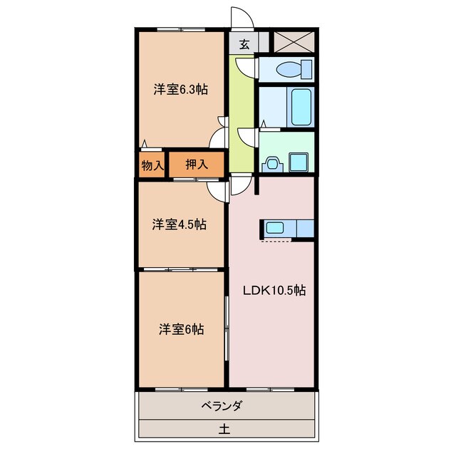 新正駅 徒歩7分 1階の物件間取画像