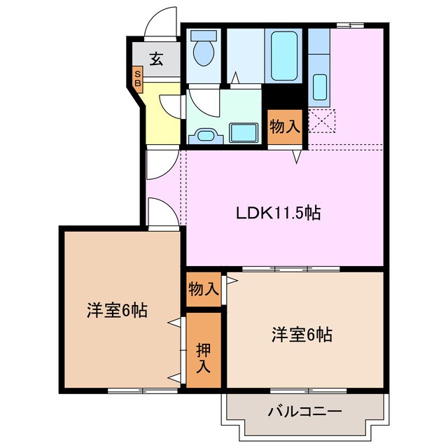 中川原駅 徒歩13分 1階の物件間取画像