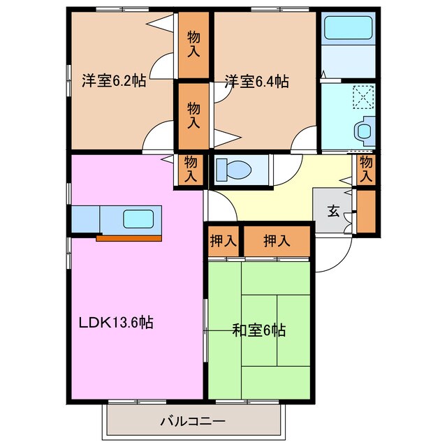 サンポート松寺Ｅ棟の物件間取画像