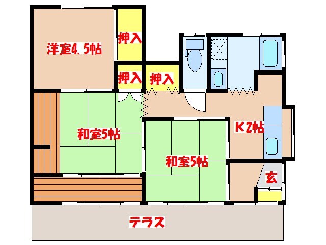 伊佐市菱刈貸家の物件間取画像