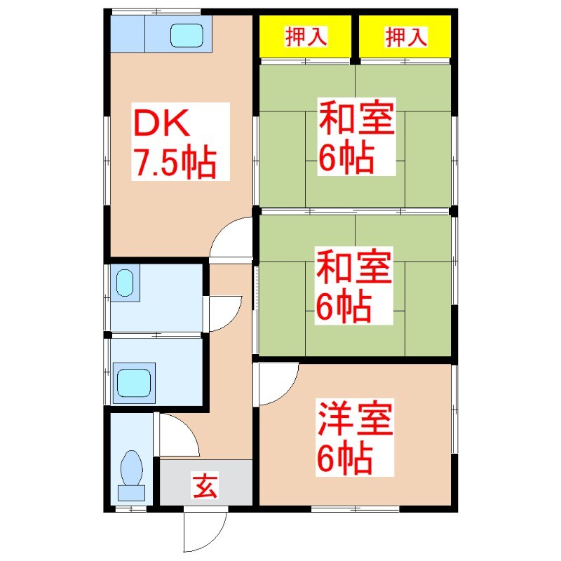 黒松貸家　Ａ棟の物件間取画像