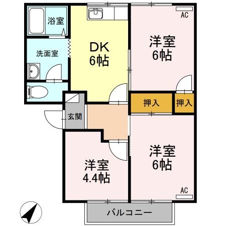 サンライズ富士A棟の物件間取画像