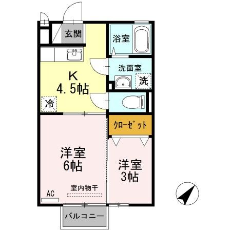 スピカ田中　Ｂ棟の物件間取画像