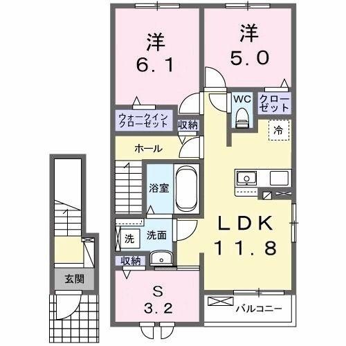 群馬総社駅 徒歩48分 2階の物件間取画像