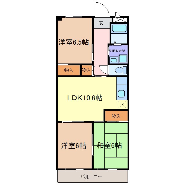 本宮ハイツ山田の物件間取画像