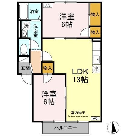 のぎく　B棟の物件間取画像