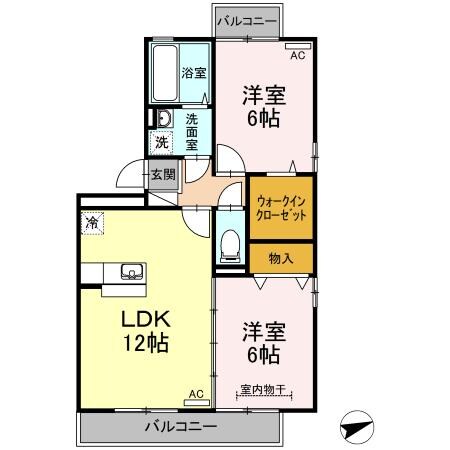 リビングタウン弓ヶ浜C棟の物件間取画像
