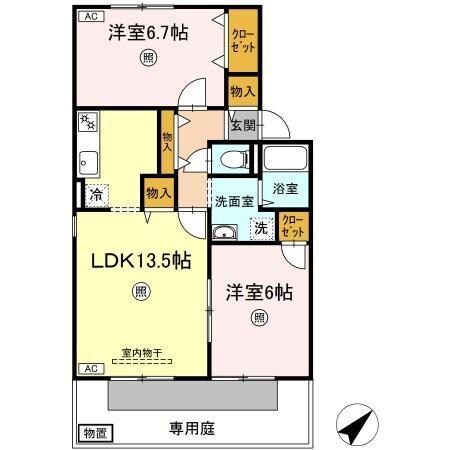 ヴィラ西福原　C棟の物件間取画像