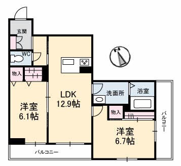 グランべレオ西新涯の物件間取画像