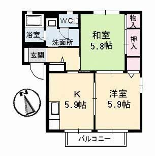 メゾンティアラA棟の物件間取画像