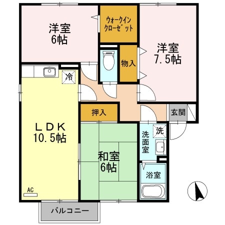 セジュール渡邊B棟の物件間取画像